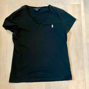 Ralph Lauren women’s V-neck black T-shirt. Size L short sleeve.